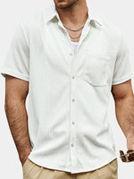 Casual Short-Sleeve Summer Shirt, Quilted Pattern, Perfect for the Beach