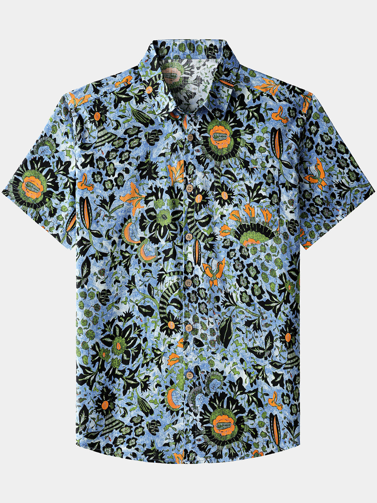 Boho Floral Short-Sleeve Shirt