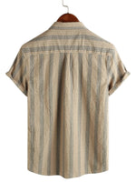 Men's Cotton Shirt with Pocket, Hawaiian Type, for Vacation, with Buttons and Short Sleeve