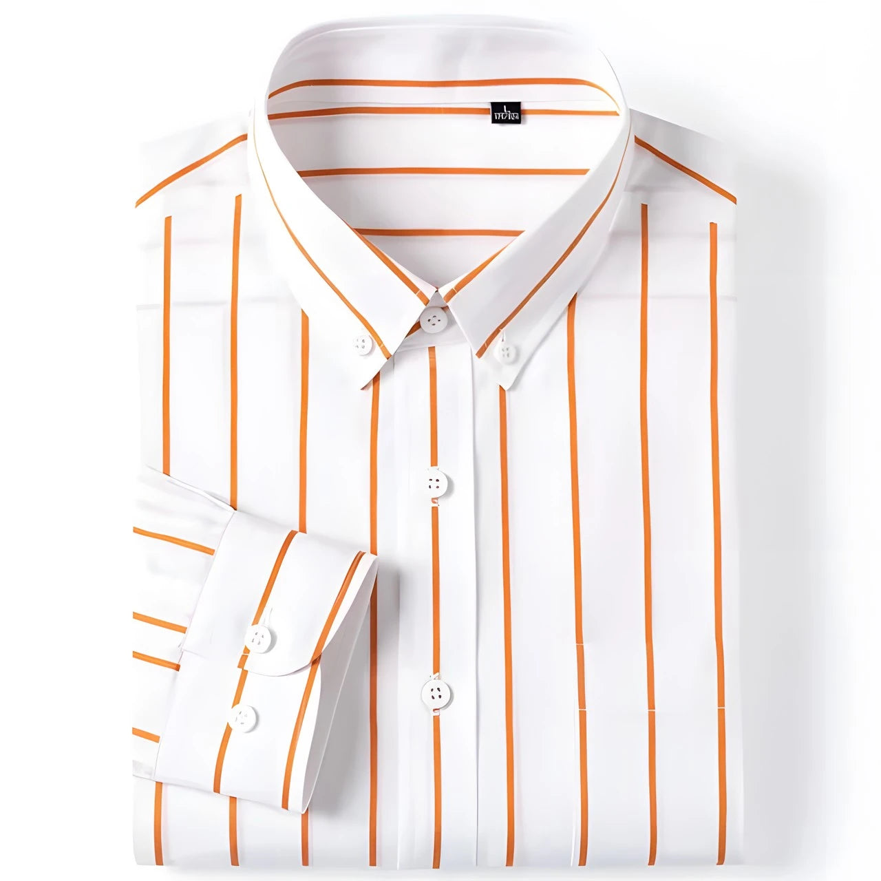 Elegant Patterned Cotton Shirt Orange/White