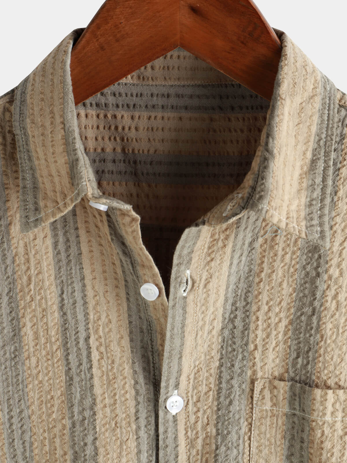 Button-Up Short Sleeve Striped Shirt with Pocket, Casual Hawaiian Vacation