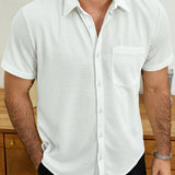 Casual Short-Sleeve Summer Shirt, Quilted Pattern, Perfect for the Beach