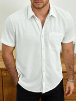 Casual Short-Sleeve Summer Shirt, Quilted Pattern, Perfect for the Beach