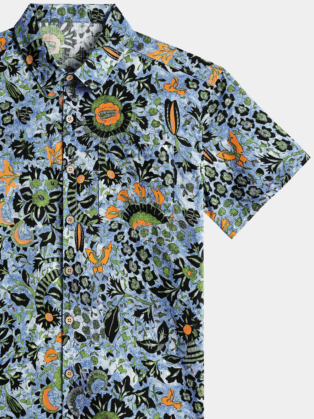 Boho Floral Short-Sleeve Shirt