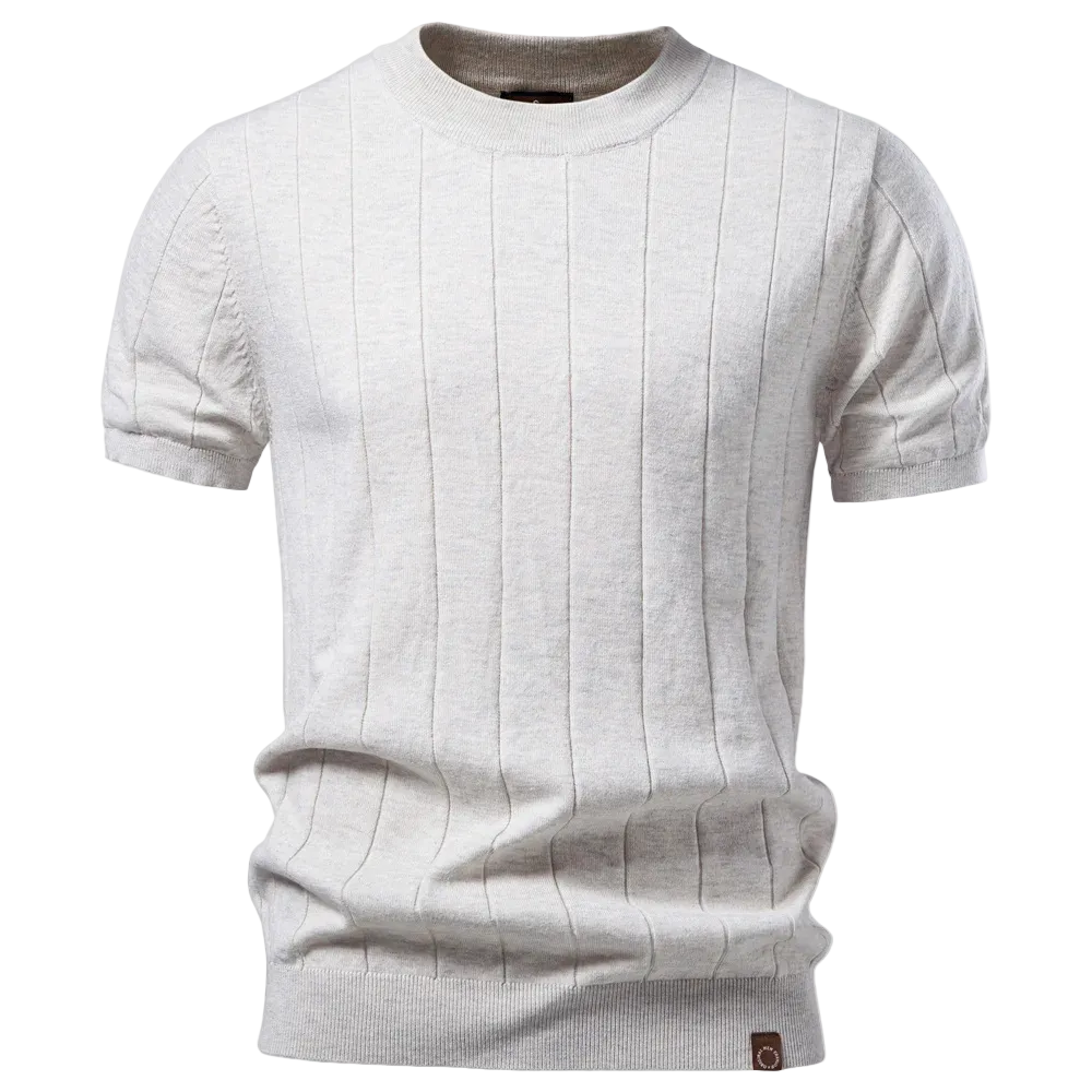 Luca - Luxury T-Shirt with Ribbed Pattern Beige