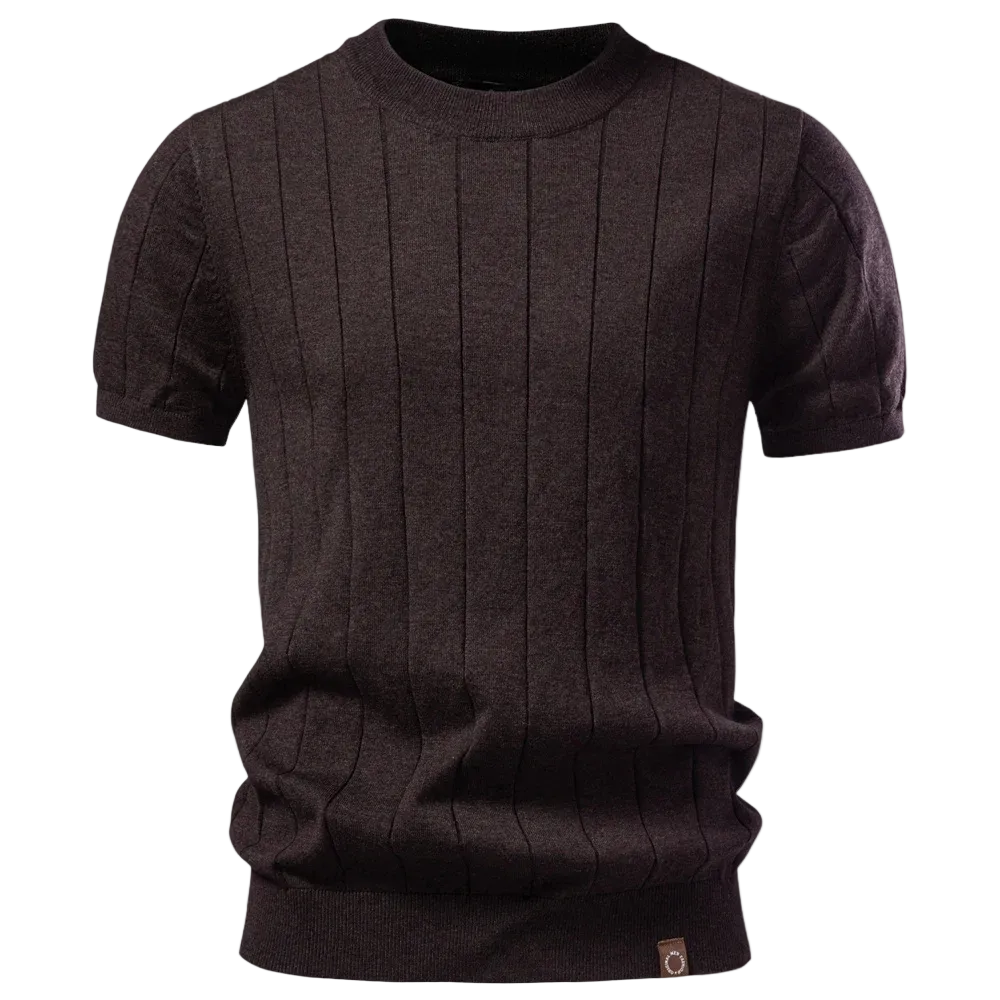 Luca - Luxury T-Shirt with Ribbed Pattern Espresso