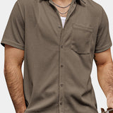 Casual Short-Sleeve Summer Shirt, Quilted Pattern, Perfect for the Beach