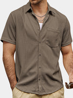 Casual Short-Sleeve Summer Shirt, Quilted Pattern, Perfect for the Beach