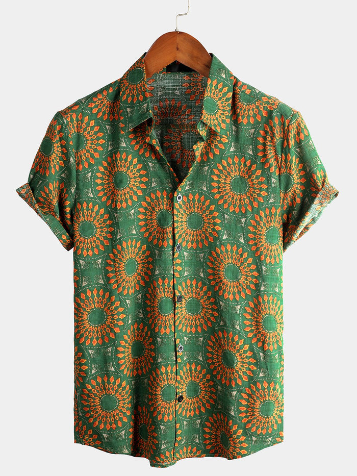 Short-Sleeve Retro Button-Up Summer Disco Vintage 70s Shirt