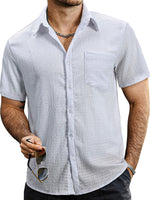Cotton Casual Shirt with Short Sleeves for Men - Summer