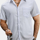 Casual Short-Sleeve Summer Shirt with Pockets, Solid Color