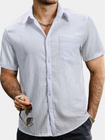 Casual Short-Sleeve Summer Shirt with Pockets, Solid Color