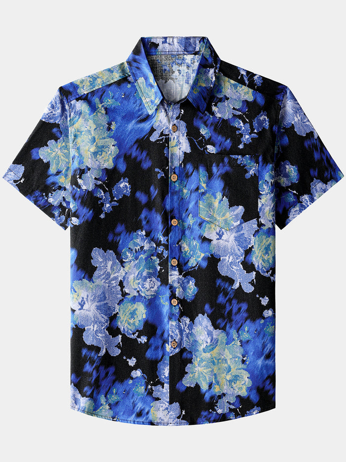 Floral Tie-Dye Short-Sleeve Shirt