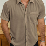 Casual Short-Sleeve Summer Shirt, Quilted Pattern, Perfect for the Beach