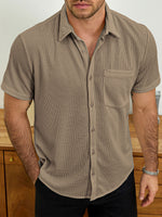 Casual Short-Sleeve Summer Shirt, Quilted Pattern, Perfect for the Beach