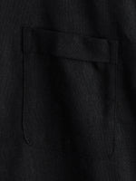 Men's Solid Color Cotton Shirt with High Collar and Half-Button Closure, with Front Pocket