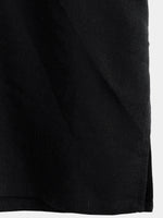 Men's Solid Color Cotton Shirt with High Collar and Half-Button Closure, with Front Pocket
