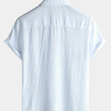 Casual Short-Sleeve Summer Shirt with Pockets, Solid Color