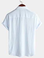 Casual Short-Sleeve Summer Shirt with Pockets, Solid Color