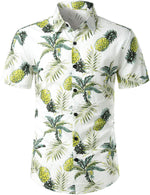 Summer Cotton Shirt for Men with Tropical Pineapple Pattern