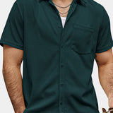 Casual Short-Sleeve Summer Shirt, Quilted Pattern, Perfect for the Beach