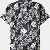 Vintage Floral Print Button-Up Breathable Casual Short Sleeve Shirt