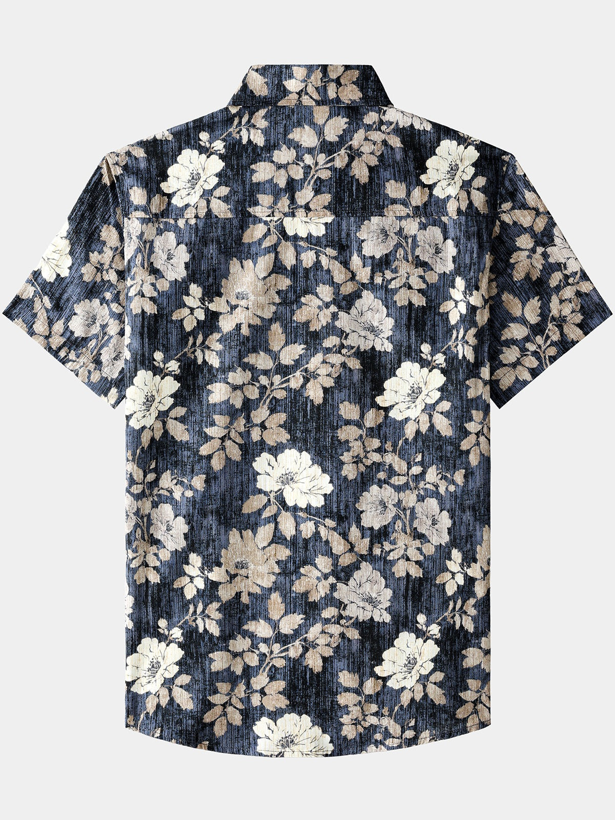Vintage Floral Print Button-Up Breathable Casual Short Sleeve Shirt