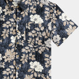 Vintage Floral Print Button-Up Breathable Casual Short Sleeve Shirt