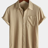 Casual Short-Sleeve Summer Shirt with Pockets, Solid Color