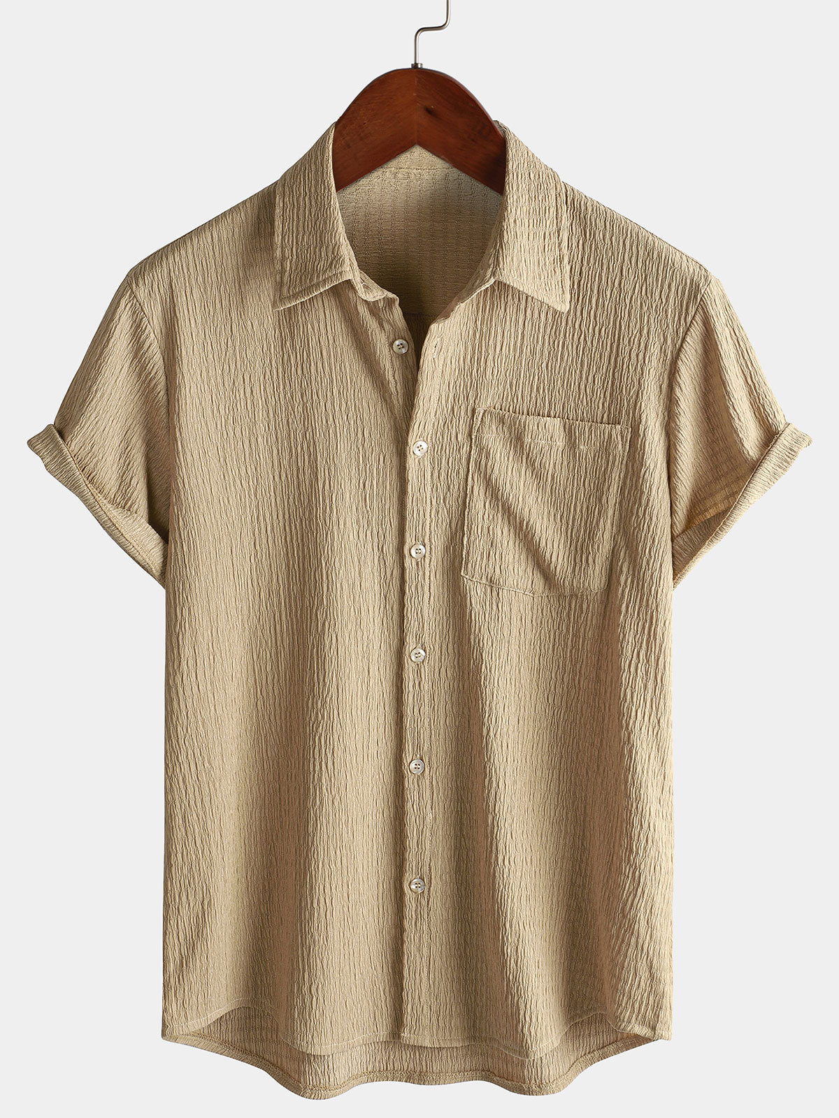 Casual Short-Sleeve Summer Shirt with Pockets, Solid Color