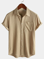 Casual Short-Sleeve Summer Shirt with Pockets, Solid Color