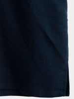 Men's Solid Color Cotton Shirt with High Collar and Half Buttons, with Front Pocket