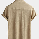 Casual Short-Sleeve Summer Shirt with Pockets, Solid Color