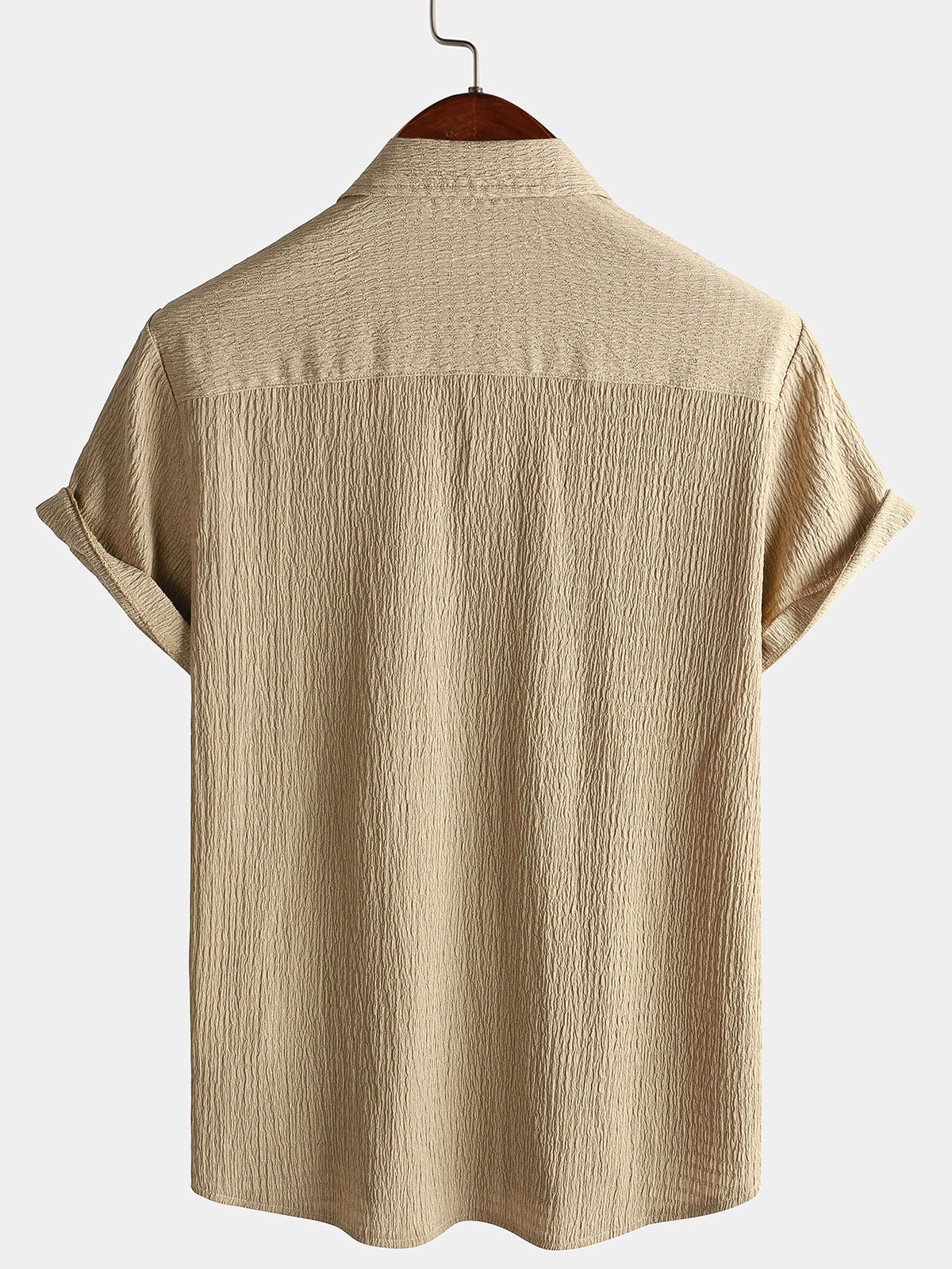 Casual Short-Sleeve Summer Shirt with Pockets, Solid Color