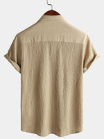 Casual Short-Sleeve Summer Shirt with Pockets, Solid Color