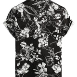 Men's Cotton Short-Sleeve Shirt with Floral Pattern