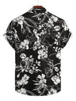 Men's Cotton Short-Sleeve Shirt with Floral Pattern