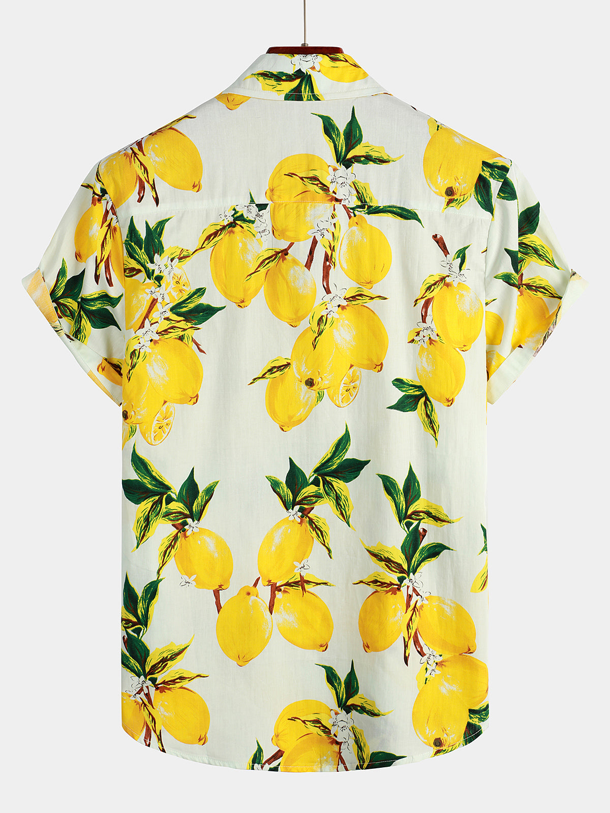 Hawaiian Beach Summer Vacation Short-Sleeve Tropical Lemon Print Shirt