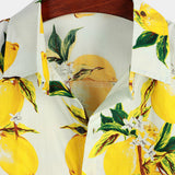 Hawaiian Beach Summer Vacation Short-Sleeve Tropical Lemon Print Shirt