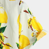 Short-Sleeve Hawaiian Tropical Yellow Lemon Print Shirt