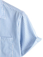 Men's Cotton Striped Short-Sleeve Shirt with Pocket