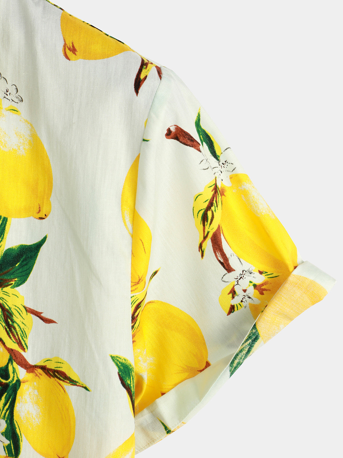 Hawaiian Beach Summer Vacation Short-Sleeve Tropical Lemon Print Shirt