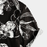 Men's Cotton Short-Sleeve Shirt with Floral Pattern