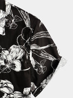 Men's Cotton Short-Sleeve Shirt with Floral Pattern