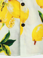 Short-Sleeve Hawaiian Tropical Yellow Lemon Print Shirt