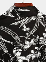 Men's Cotton Short-Sleeve Shirt with Floral Pattern