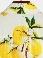 Hawaiian Beach Summer Vacation Short-Sleeve Tropical Lemon Print Shirt