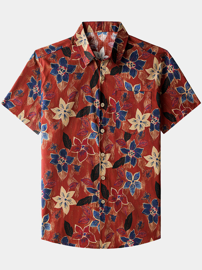 Classic Vintage Floral Short-Sleeve Shirt