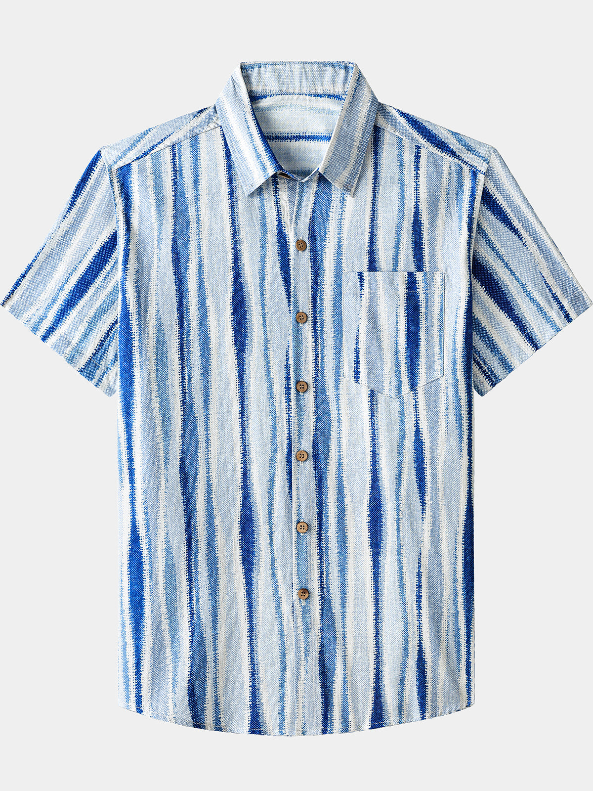 Retro Vertical Tie-Dye Stripe Short Sleeve Shirt