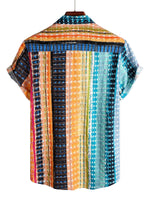 Men's Short Sleeve Shirt in Colorful Stripes